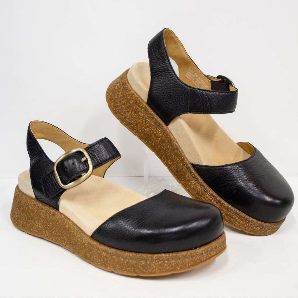 🆕Dansko Brynlee Black Waxy Milled Leather Clog Sandals 39 EU/ 8.5-9 US - Picture 5 of 12